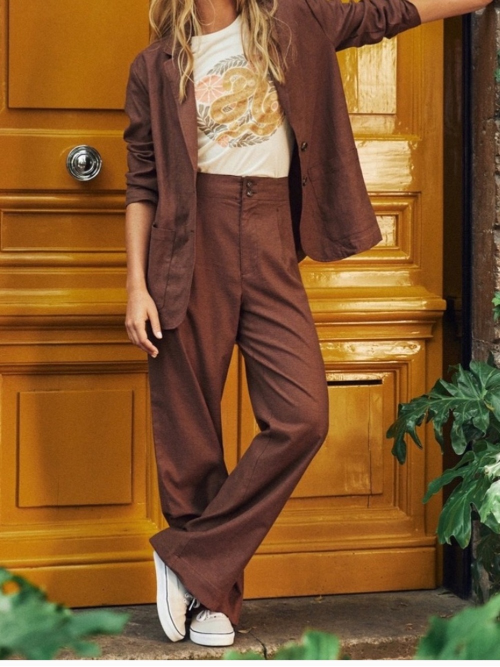 Marine Layer Pinecone Brown Wide-Leg Pants